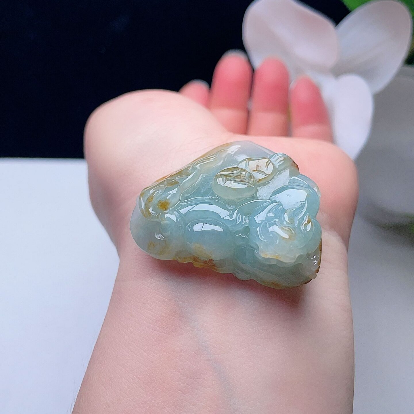 天然A货翡翠金蟾吊坠油绿淡绿黄彩缅甸老坑三脚蟾铜钱元宝灵芝