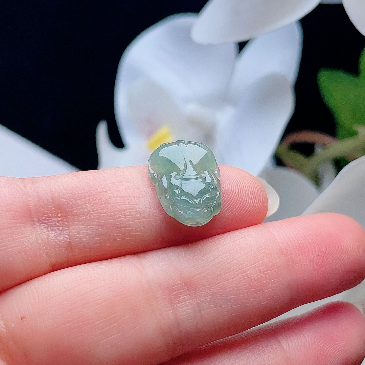 天然翡翠冰种小貔貅吊坠黄绿皮丘