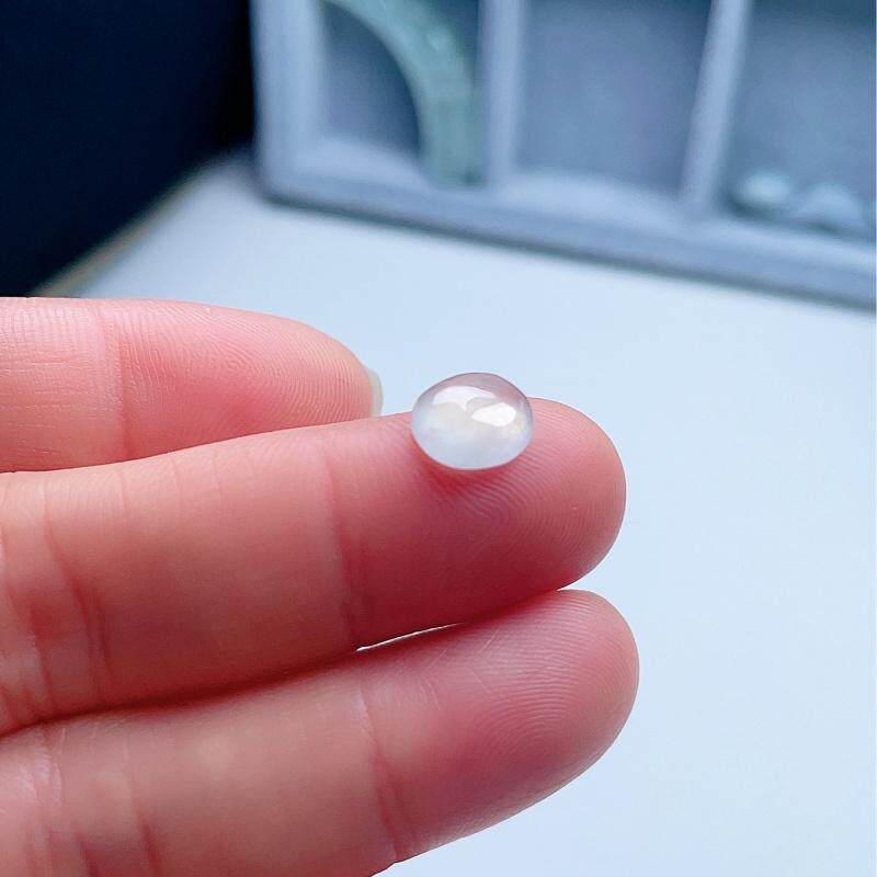 天然A货翡翠冰种淡绿底乳白蛋面戒指镶嵌玉缅甸老坑椭圆形锁骨链