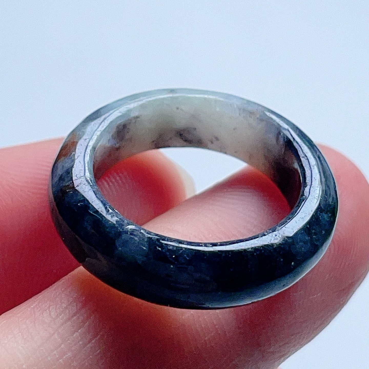 天然翡翠戒指乳白乌鸡洒金福禄寿