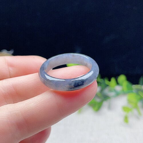 冰糯种灰乌鸡戒指飘花意境