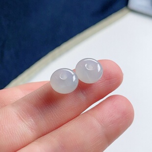 天然A货翡翠迷你平安扣耳坠白月光乳白缅甸老坑厚装圆扣一对耳饰