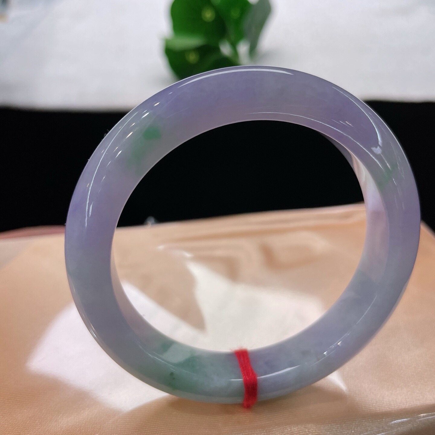 天然A货翡翠手镯紫罗兰飘花53.6mm缅甸老坑玉镯春彩女款玉环紫绿
