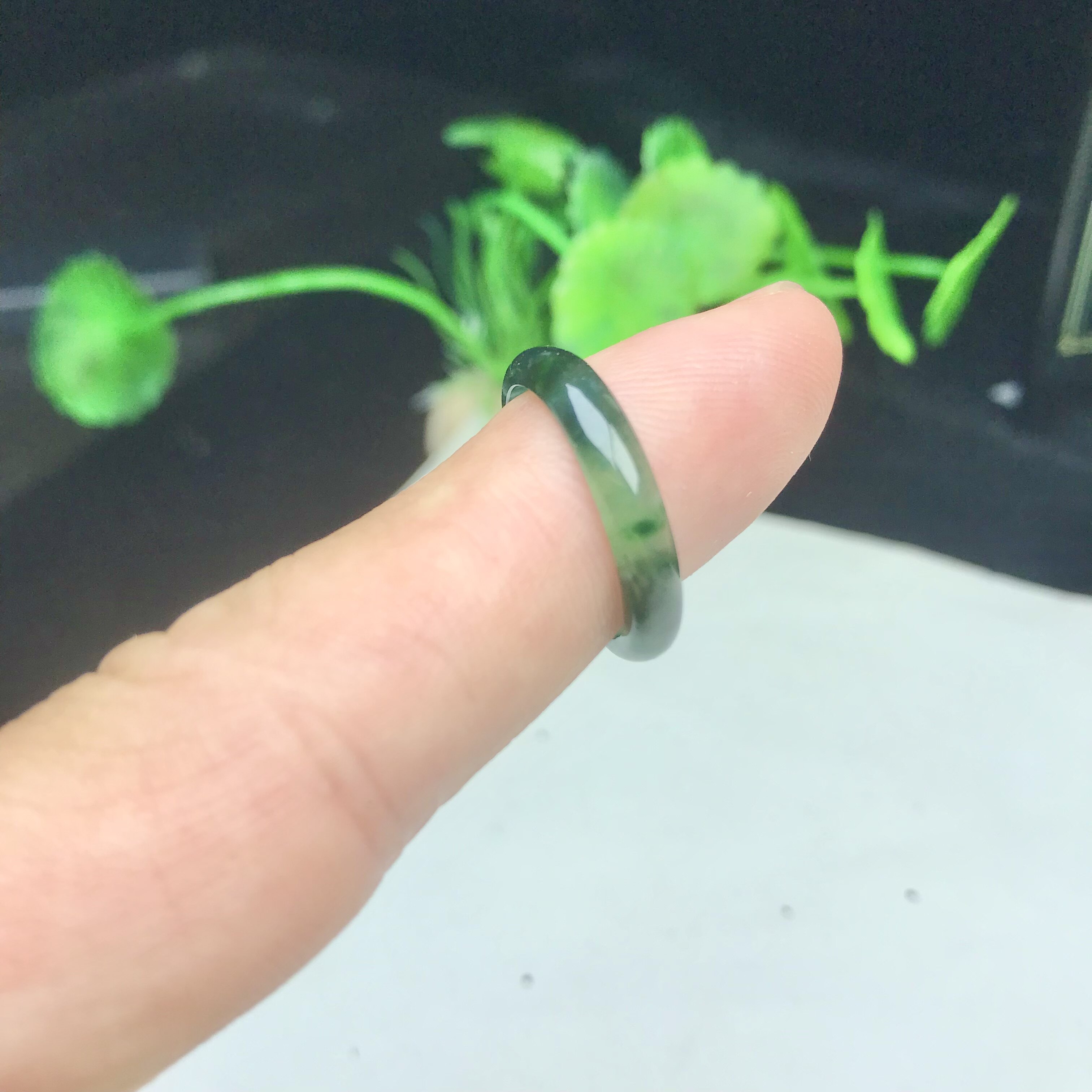 18m老坑A货蓝绿双彩玉戒指天然翡翠戒圈冰种指环吊坠冰润特色跑环