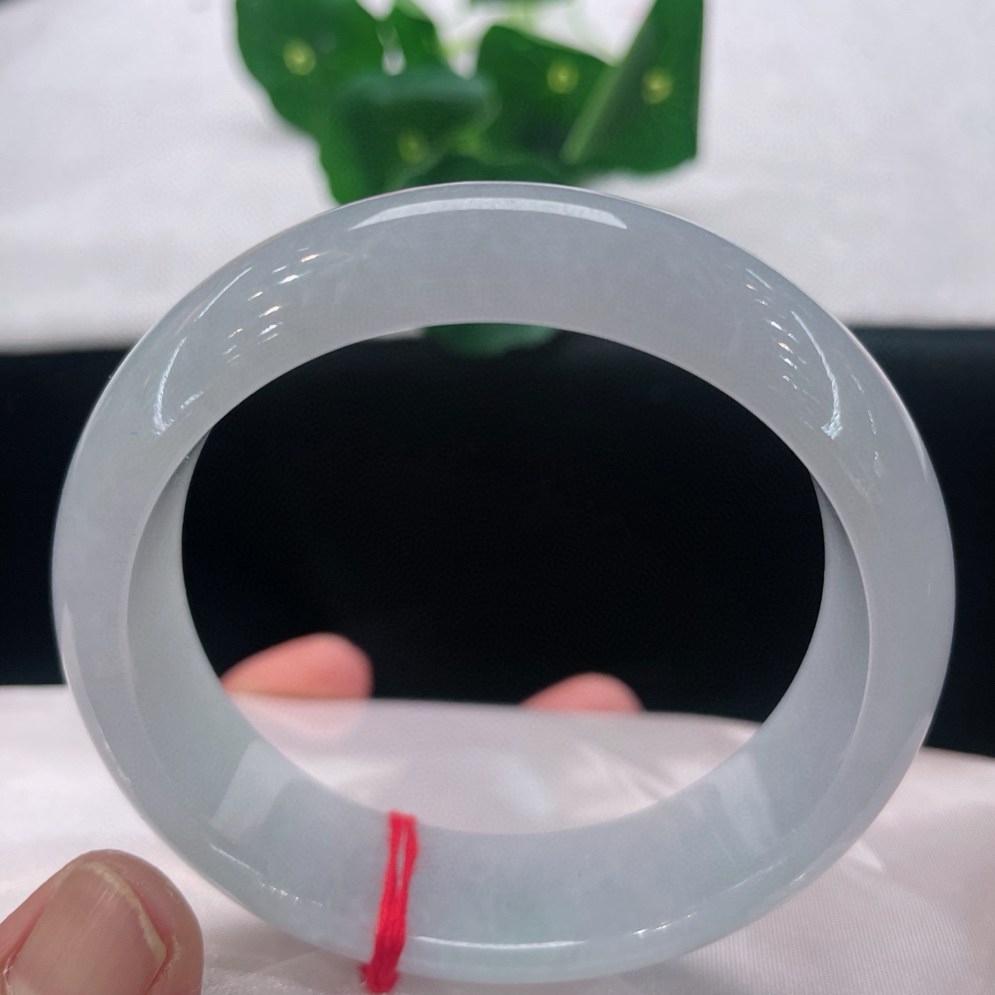 天然A货翡翠手镯冰糯种淡绿59.5缅甸老坑浅晴水正圈玉镯清新淡雅