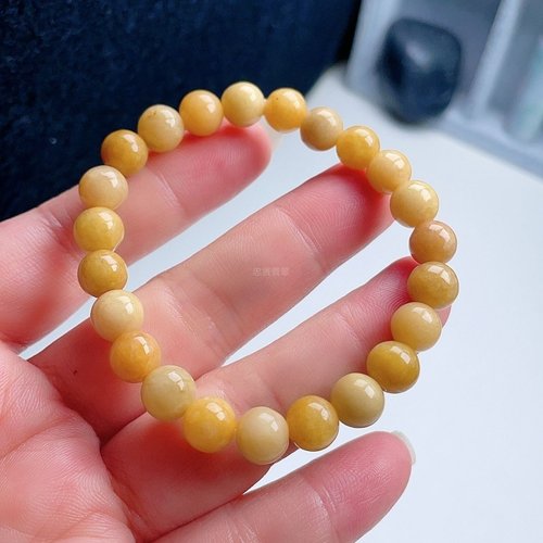 天然翡翠圆珠手链黄红儒雅入财