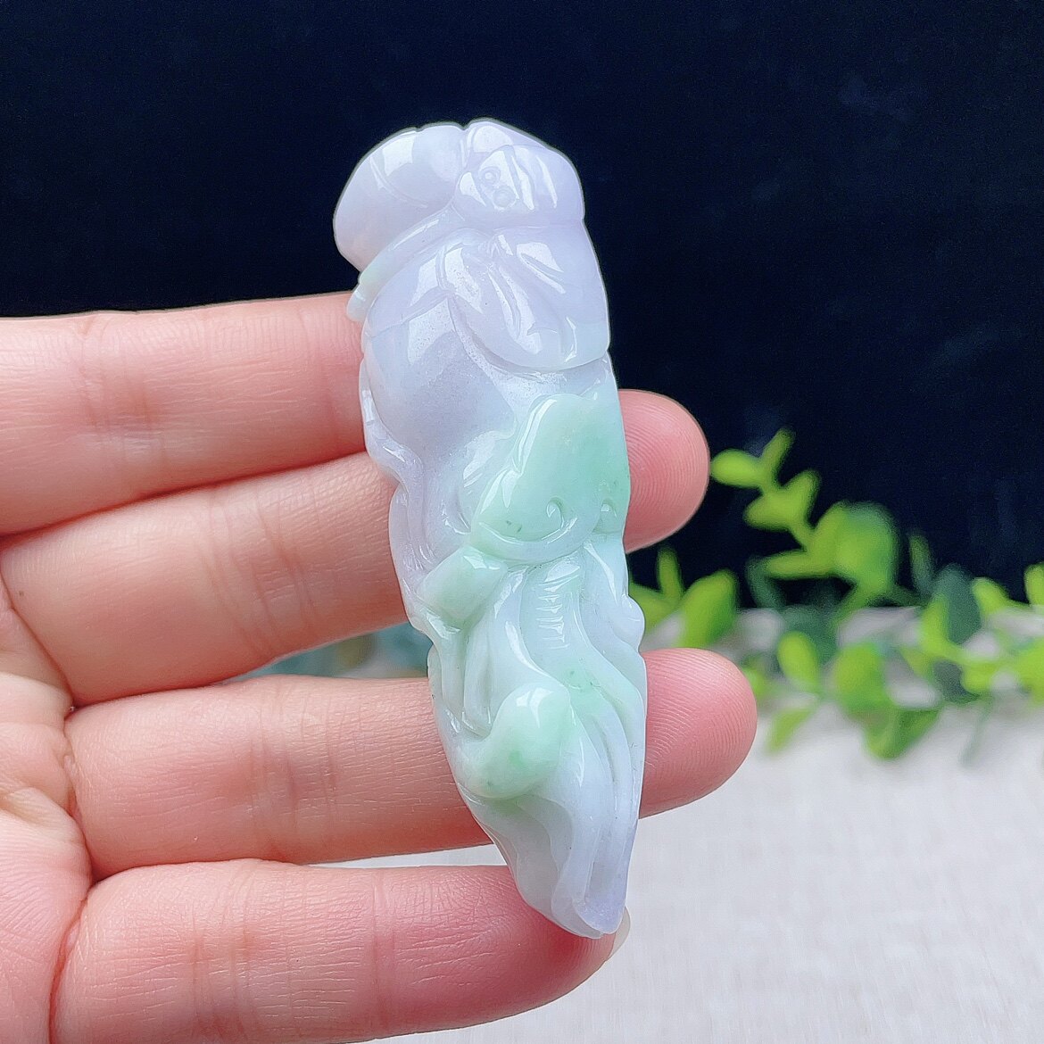 缅甸A货翡翠乳白飘阳绿人参吊坠天然老坑淡紫飘阳绿春彩人生如意