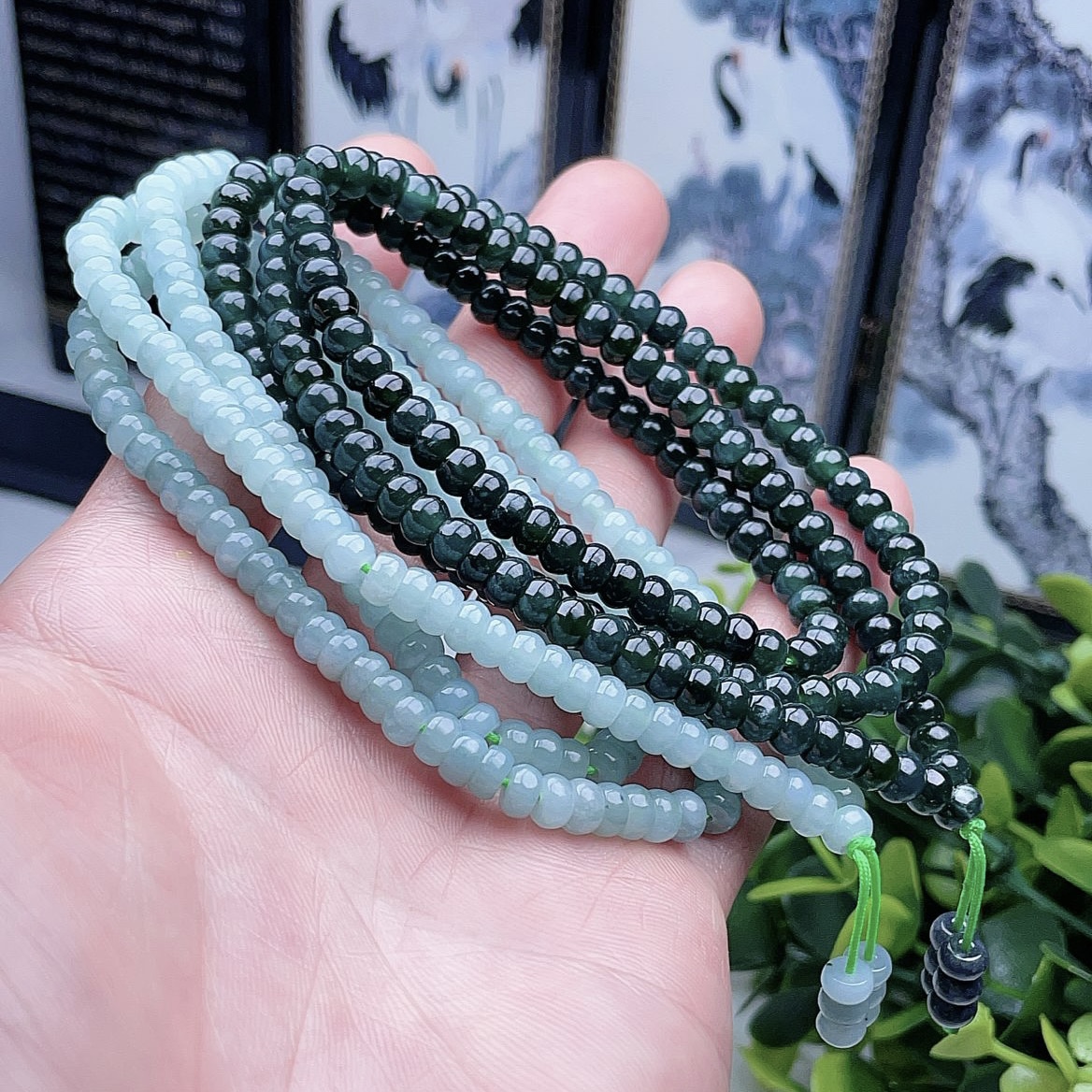 蓝水项链深蓝翡翠手链算盘珠珠链