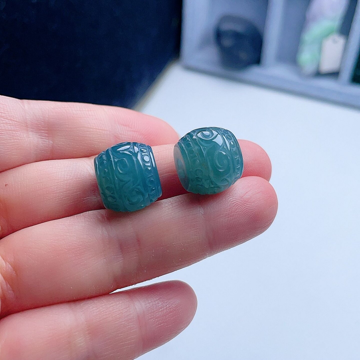 天然翡翠路路通吊坠蓝绿吉祥如意图片