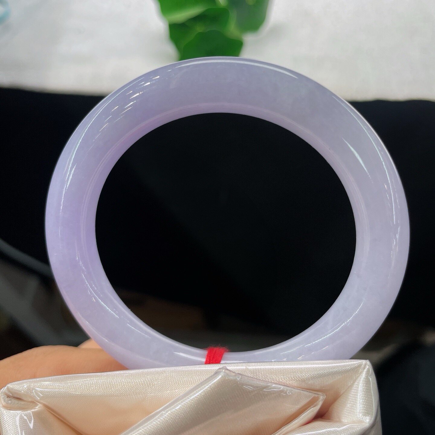 天然A货翡翠手镯紫罗兰55mm缅甸老坑玉镯淡紫圆条女款圆润玉镯子