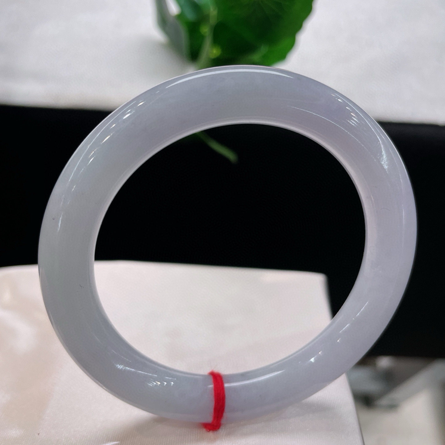 天然A货翡翠手镯58.6mm缅甸老坑玉镯子淡紫飘花意境清新