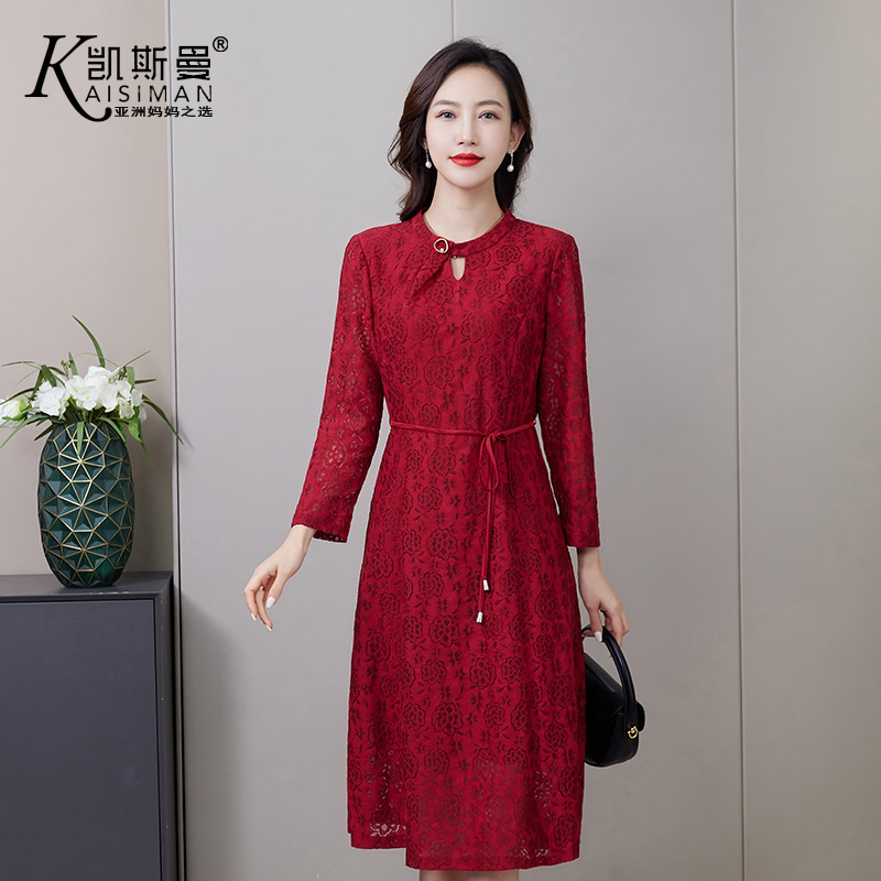凯斯曼2025秋新款妈妈婚礼连衣裙喜婆婆春装中老年高贵女装22831