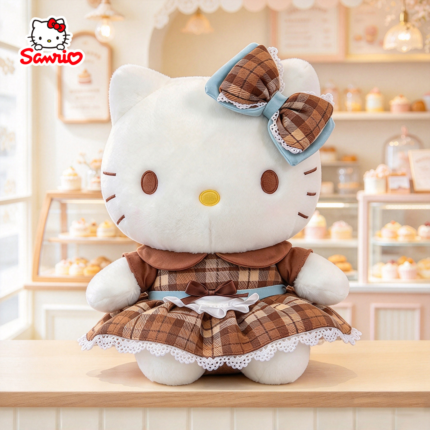 正版三丽鸥暖棕hellokitty公仔哈喽kt毛绒玩具凯蒂猫玩偶生日礼物