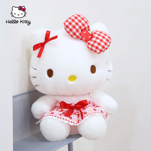 正版草莓hellokitty公仔三丽鸥凯蒂猫毛绒玩具哈喽kt玩偶生日礼物