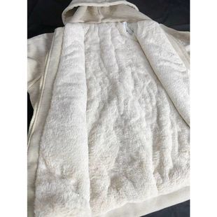 白灰色复古重磅羊羔绒外套秋冬加绒加厚百搭拉链开衫冬季连帽卫衣