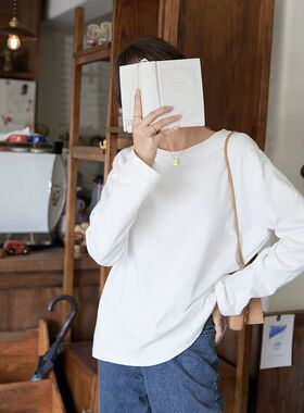 秋冬双面德绒内搭上衣基础款ins简约长袖T恤女磨毛保暖白色打底衫