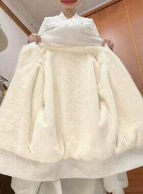 白灰色重磅冬季加厚羊羔绒开衫外套重磅秋冬加绒宽松慵懒连帽卫衣