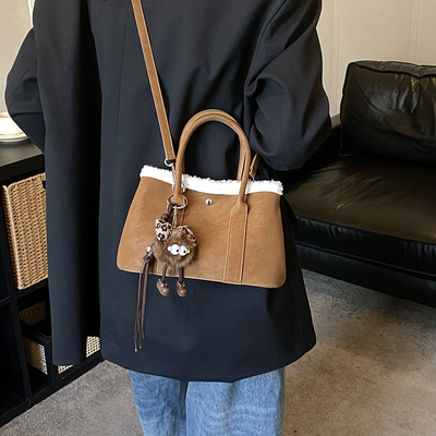 托特包女大容量毛绒单肩斜挎手提包2025新款潮时尚简约日韩休闲包