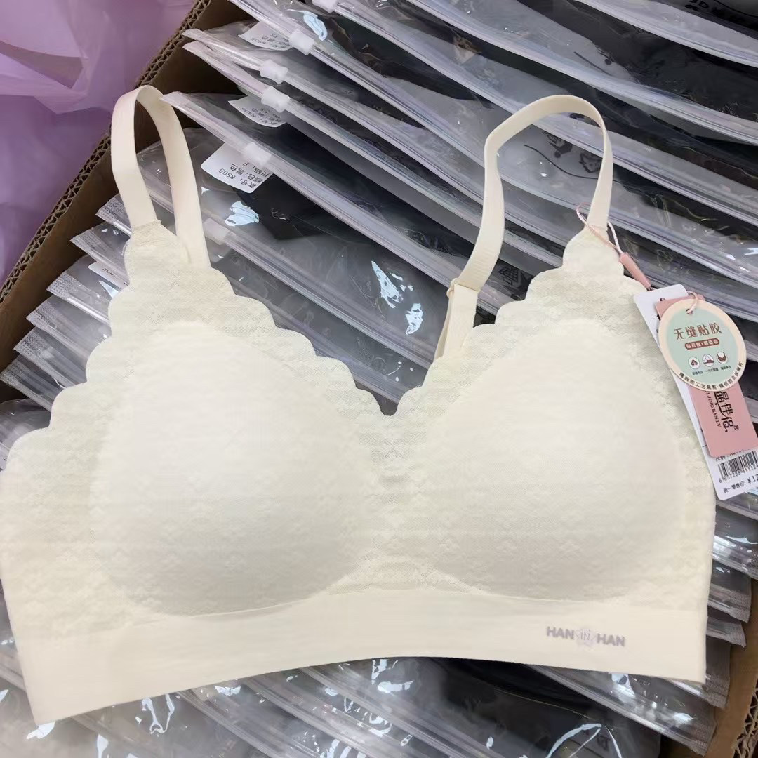 提花固定杯无钢圈一片式文胸舒适无痕B杯轻薄款女士运动内衣1112图片