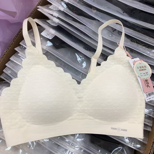 提花固定杯无钢圈一片式文胸舒适无痕B杯轻薄款女士运动内衣1112
