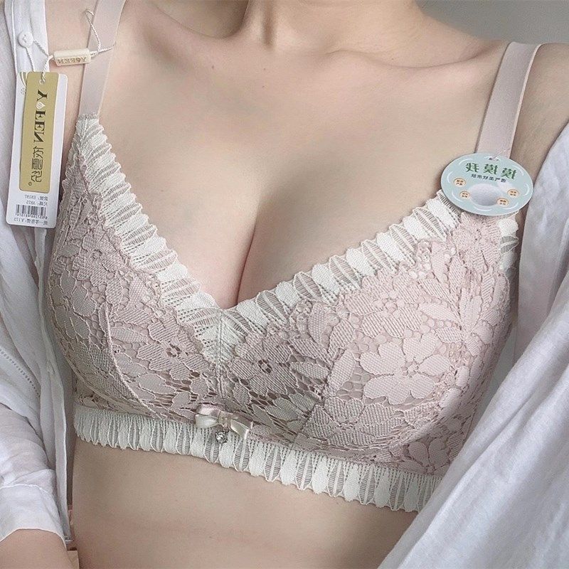 依雪纷8197柔软透气婴儿棉内衣AB杯中厚聚拢蕾丝侧收无钢圈文胸罩图片