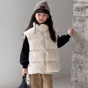 2025年韩版新款羽绒马甲男童女童中大童加厚白鸭绒保暖外穿坎肩潮