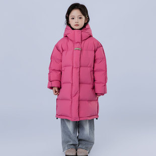 儿童羽绒服2026年韩国冬季新款女童中长款加厚连帽白鸭绒外套洋气