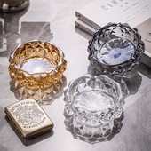 高级感烟灰缸高端大气上档次防灰飞家用客厅轻奢创意烟缸玻璃加厚