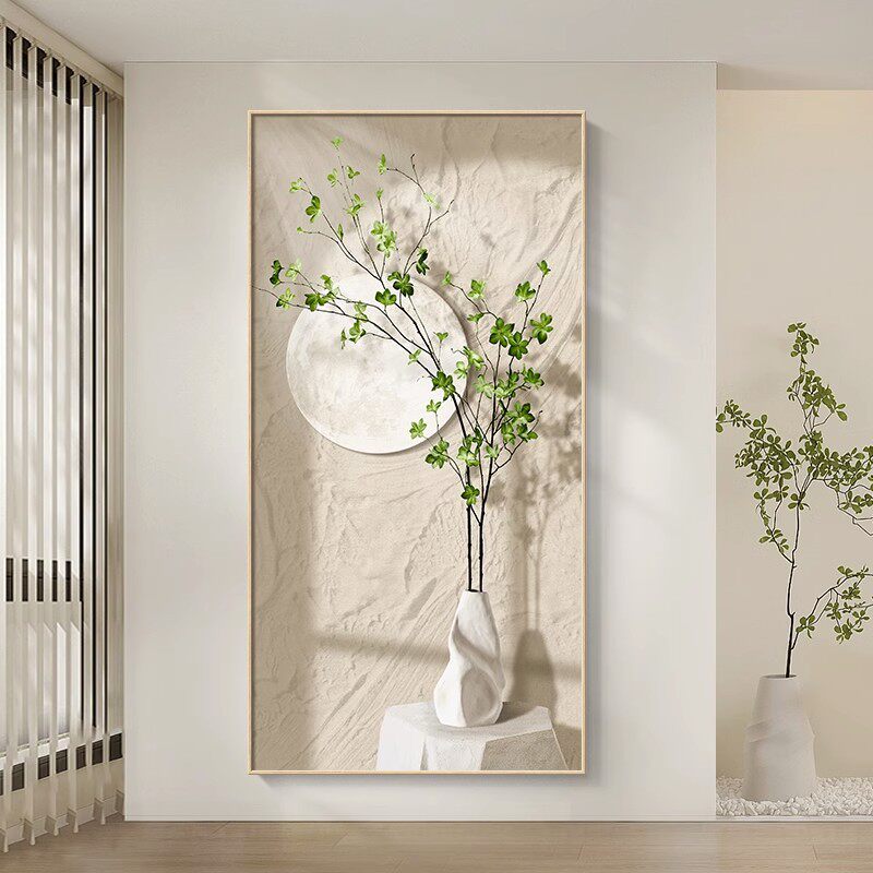 入户玄关画北欧高级感过道挂画奶油风肌理画客厅沙发背景墙装饰画