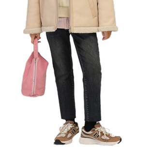 小女森女童冬款加绒裤子蓝色烟管裤儿童牛仔裤直筒秋冬外穿九分裤