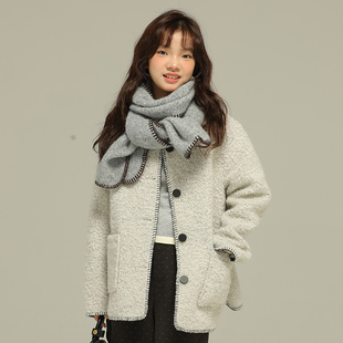 小女森女童秋冬大衣呢子厚款中大童灰色夹棉经典保暖长袖外套上衣