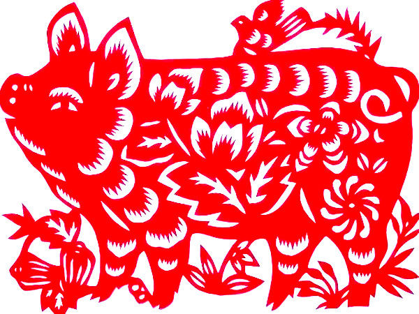 2020猪生肖剪刻纸paper双面红宣纸纯手工刻纸作品无背胶窗花特色