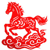 马年剪纸送福啦 双面红宣纸特色礼品 传统手工刻纸成品作品镂空画