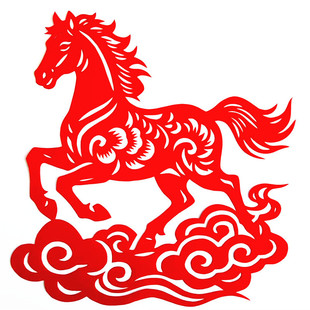 马年剪纸送福啦 传统手工刻纸成品作品镂空画 双面红宣纸特色礼品