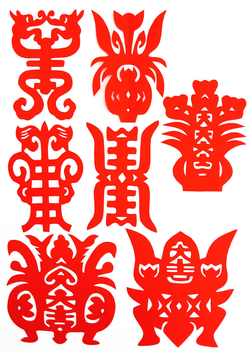 兔年新品 佛花剪纸刻纸民间艺术红剪纸 对称镂空刀刻作品念佛用