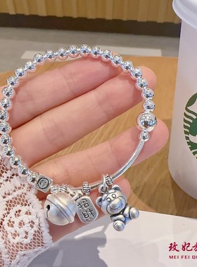 草莓熊纯银手镯女简约百搭时尚