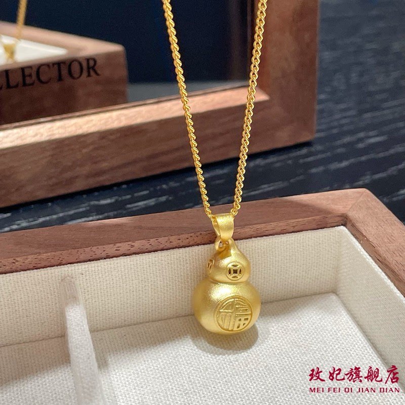 香港正生福禄葫芦纯银项链足银999简约百搭锁骨链毛衣链送女友