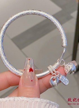 吉言小胖福纯银手镯女简约百搭