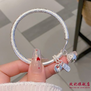 香港正生足银9999吉言小胖福实心开口纯银手镯女时尚轻奢高级感