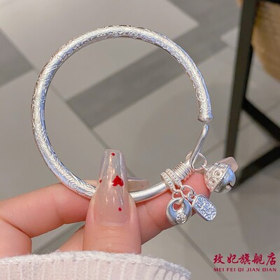 吉言小胖福纯银手镯女简约百搭
