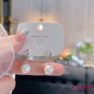 香港正生s925纯银珍珠耳环耳钉耳钩女时尚百搭轻奢网红耳坠耳饰品