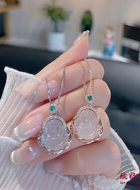 白玉髓佛纯银项链女个性时尚气质