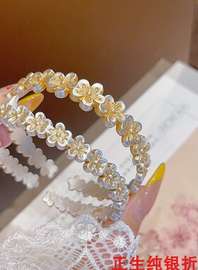 新中式梅花纯银手镯女简约百搭