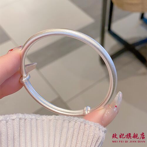 古法喜乐素圈纯银手镯女简约百搭