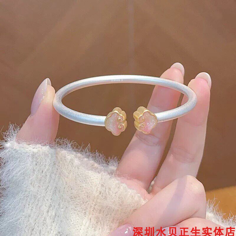 祥云花朵纯银手镯女百搭时尚轻奢