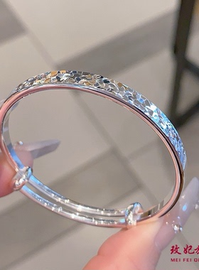 蝴蝶结碎冰冰纯银手镯女甜美时尚