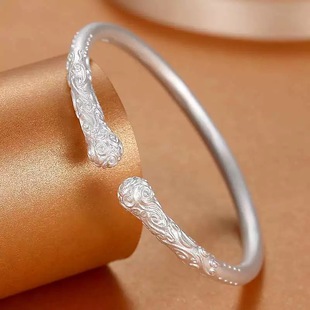 香港正生黑神话悟空金箍棒纯银手镯足银9999实心开口男女情侣款