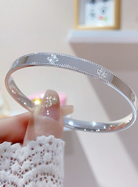 四叶草纯银手镯女个性轻奢高级感