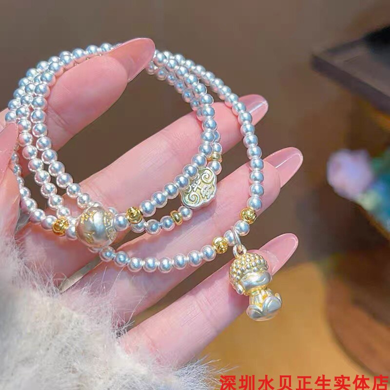 平安佛纯银手链女个性简约百搭
