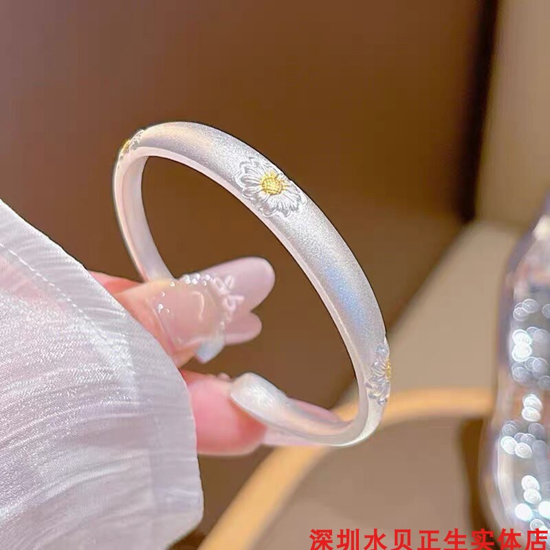 向日葵实心纯银手镯女简约百搭